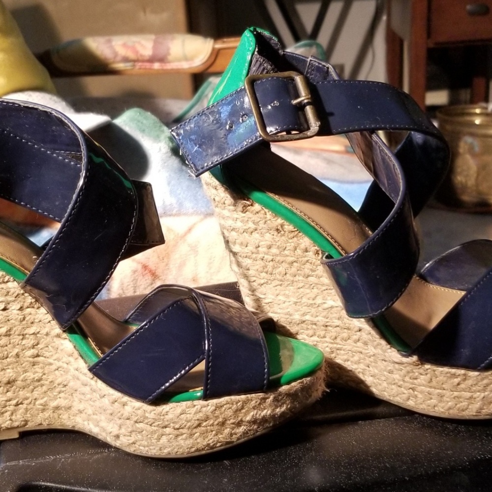 Platform heels Navy and Green